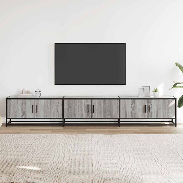 vidaXL TV Cabinet Grey Sonoma Engineered wood, metal Large TV Cabinet