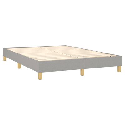 vidaXL Box Spring Bed with Mattress&LED Light Gray Full Fabric