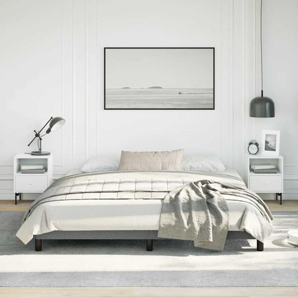 vidaXL Bed Frame Dark Gray Polyester fabric, plywood, engineered wood