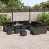 vidaXL Garden Sofa Set Height-Adjustable 13 pcs Black Poly Rattan