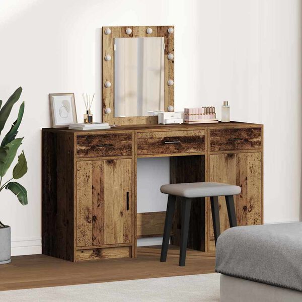 vidaXL Dressing Table Brown 19.69 x 16.14 x 53.15 in Engineered Wood