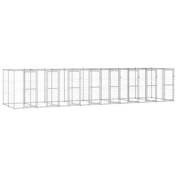 vidaXL Dog Kennel Silver Galvanized Steel 2082.0 in&sup2; Durable