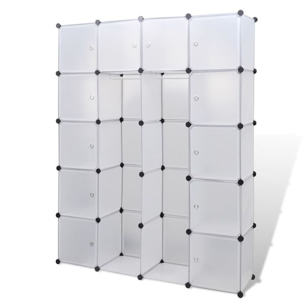 vidaXL Modular Storage White Plastic, Chromed Steel Large Modular