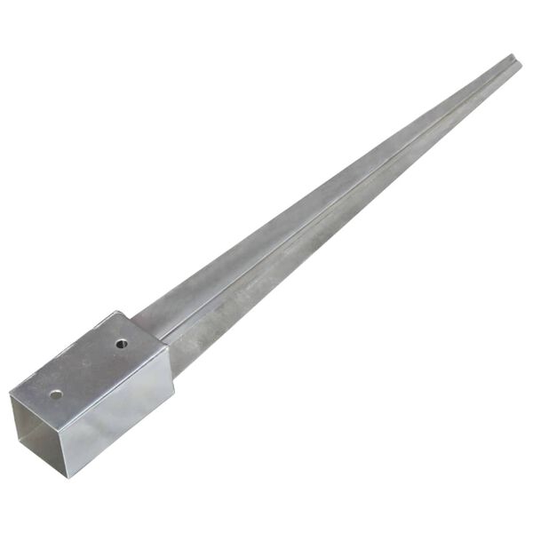 vidaXL Ground Spikes 2 pcs Silver 2.8x2.8x29.5" Galvanised Steel