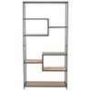 vidaXL Bookshelf Black and natural wood Solid firwood and steel
