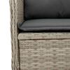 vidaXL Reclining Patio Bench Light gray PE rattan
