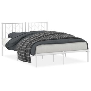 vidaXL Bed Frame White Steel Double Bed Frame Rectangular