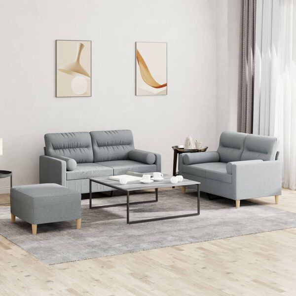 vidaXL Sofa Set Light Grey