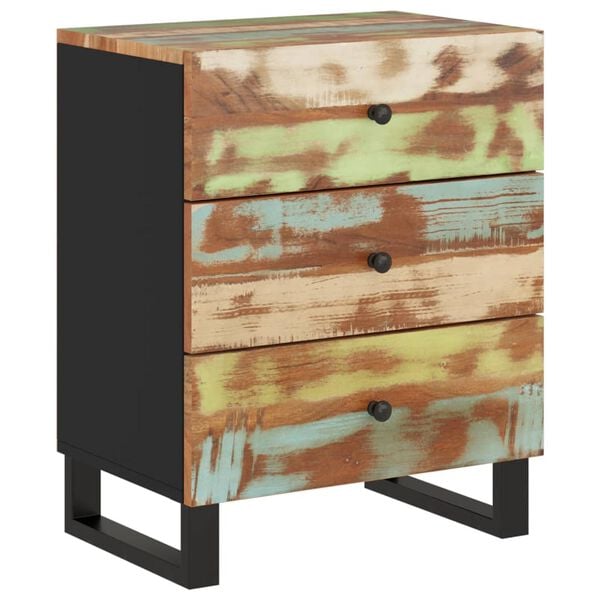 vidaXL Bedside Cabinet Multicolor Reclaimed wood, engineered wood, metal