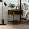 vidaXL Bedside Table Smoked Oak Engineered Wood, Iron 15.7x15.9x19.7 in