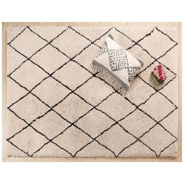 Dutch Lifestyle Rug Beige and Black Polyester 118.1x78.7in Non-slip