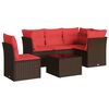 vidaXL 6 Piece Patio Sofa Set with Cushions Brown Poly Rattan