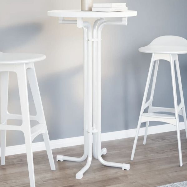 vidaXL Dining Table White Engineered wood, Powder-coated steel