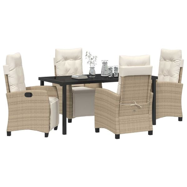vidaXL Garden Dining Set 5 pcs Beige poly rattan