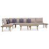 vidaXL Garden Lounge Set Brown and Grey Solid Acacia Wood, Steel, Polyester
