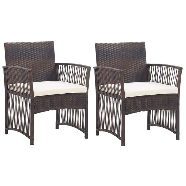 vidaXL Garden Armchair Set of 2 Brown Powder-coated steel Medium