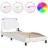 vidaXL Bed Frame with LED without Mattress "Zadar" White 39.4"x79.9"