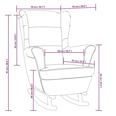 vidaXL Rocking Chair with Solid Wood Rubber Legs Dark Green Velvet