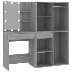 vidaXL LED Dressing Table With Cabinets Gray Sonoma Engineered wood, acrylic