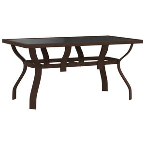 vidaXL Garden Table Brown and Black Powder-coated steel, tempered glass