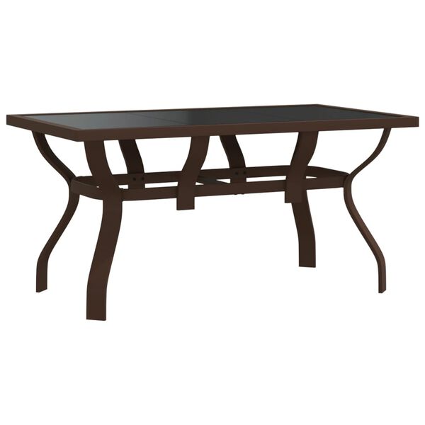 vidaXL Garden Table Brown and Black Powder-coated steel, tempered glass
