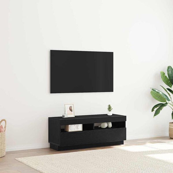 vidaXL TV Cabinet Black Oak 39.37 x 13.78 x 15.75 in Engineered Wood
