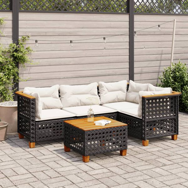 vidaXL Garden Sofa Set Black