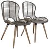 vidaXL Dining Chair Set of 4 Brown Natural rattan, Wood Standard