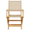 vidaXL Folding Patio Chairs 4 pcs Beige Poly Rattan and Solid Wood