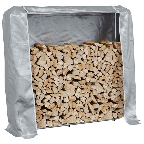 vidaXL Firewood Rack with Rain Cover 59.1x9.8x59.1" Galvanised steel