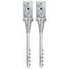 vidaXL Ground Spikes 2 pcs Silver 3.1x3.1x22.4" Galvanised Steel
