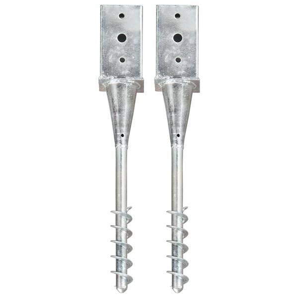 vidaXL Ground Spikes 2 pcs Silver 3.1x3.1x22.4" Galvanised Steel