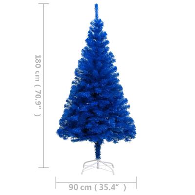 vidaXL Artificial Pre-lit Christmas Tree with Stand Blue 70.9" PVC