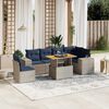 vidaXL 7 Piece Patio Sofa Set with Cushions Gray Poly Rattan