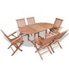 vidaXL Garden Table And Chair Warm Brown Teak Wood 7 Piece Set Foldable