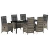 vidaXL Garden Dining Set with Cushion 7 pcs Grey Poly Rattan