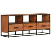 vidaXL TV Cabinet Honey Brown, Black Solid Acacia Wood, Powder-Coated Iron