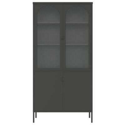 vidaXL Highboard Black 35.4"x15.7"x70.9" Glass and Steel