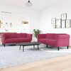 vidaXL Sofa Set Wine red Velvet (100% polyester), plywood, solid wood