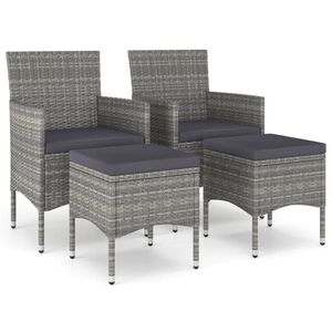vidaXL Garden Chair And Stool Set of 4 Grey