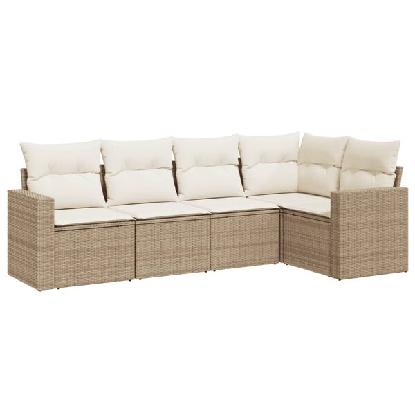 vidaXL Garden Sofa Set Beige PE Rattan Standard Modular