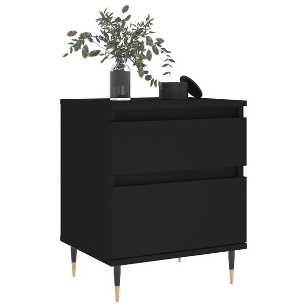 vidaXL Bedside Cabinet Black Engineered wood, Metal 15.7x13.8x19.7 in