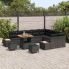 vidaXL Garden Sofa Set with Cushion 12 pcs Black Poly rattan