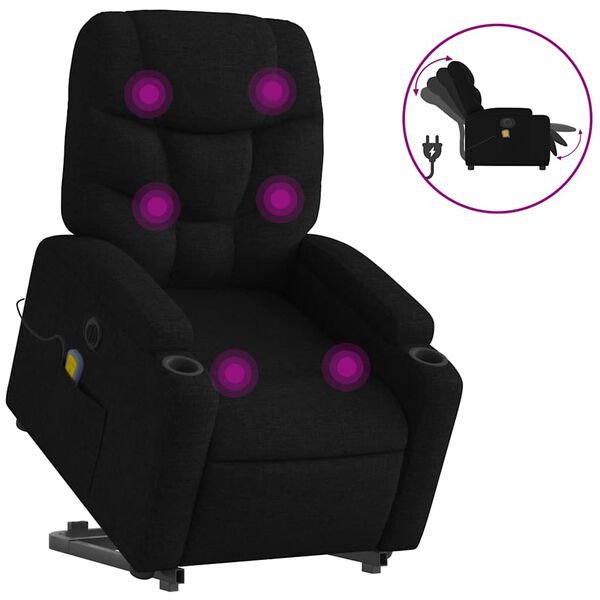 vidaXL Electric Stand Up Massage Recliner Chair Black