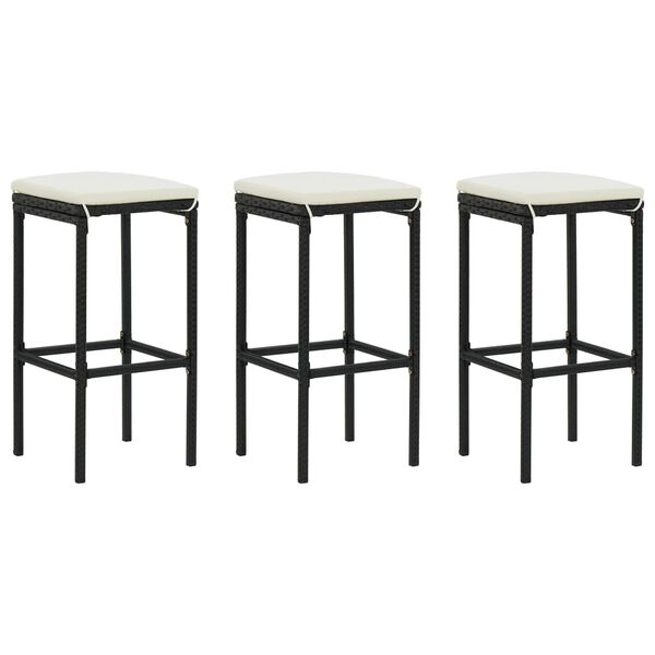 vidaXL Bar Stool Set of 3 Black, Cream White