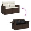 vidaXL Garden Sofa Set Brown and Cream White