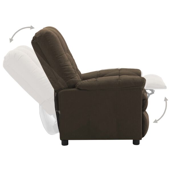 vidaXL Recliner Brown Fabric (100% polyester), plywood, iron Single