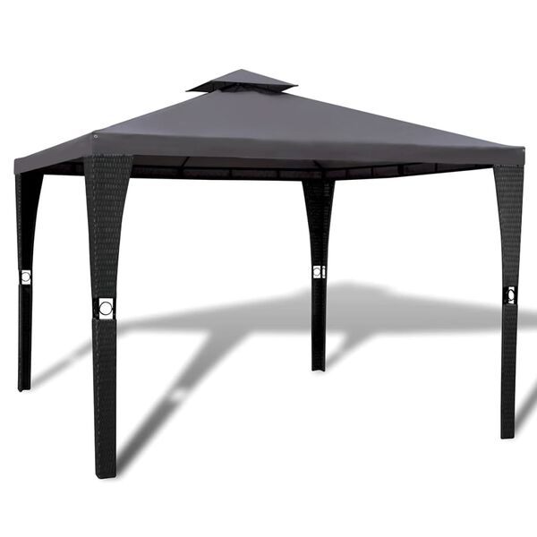 vidaXL Gazebo Dark Grey Roof, Black Frame