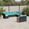 vidaXL Patio Sofa Set Black, Blue PE rattan, Powder-coated steel, Polyester
