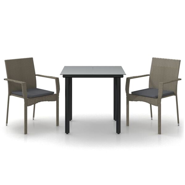 vidaXL Garden Dining Set Black and Grey